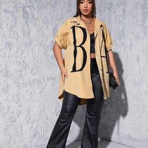 4XL light brown button down BABE shirt.